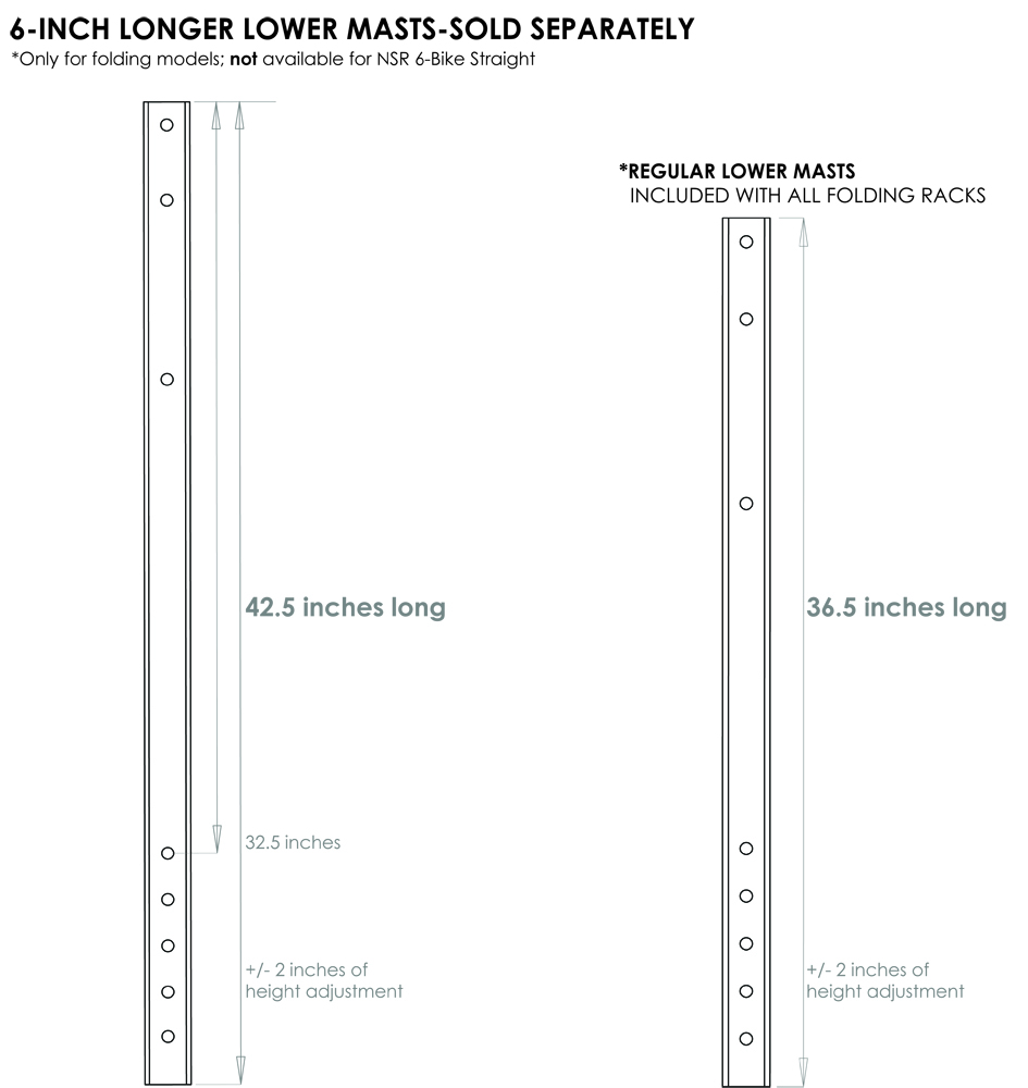 North Shore Racks Longer Lower Masts line drawing